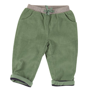 pantalon velours ligné vert