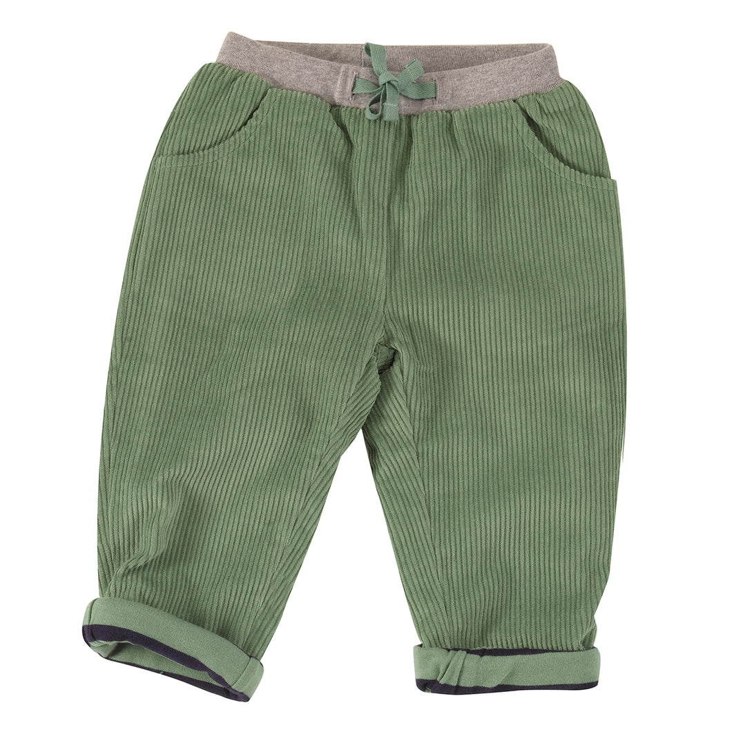 pantalon velours ligné vert